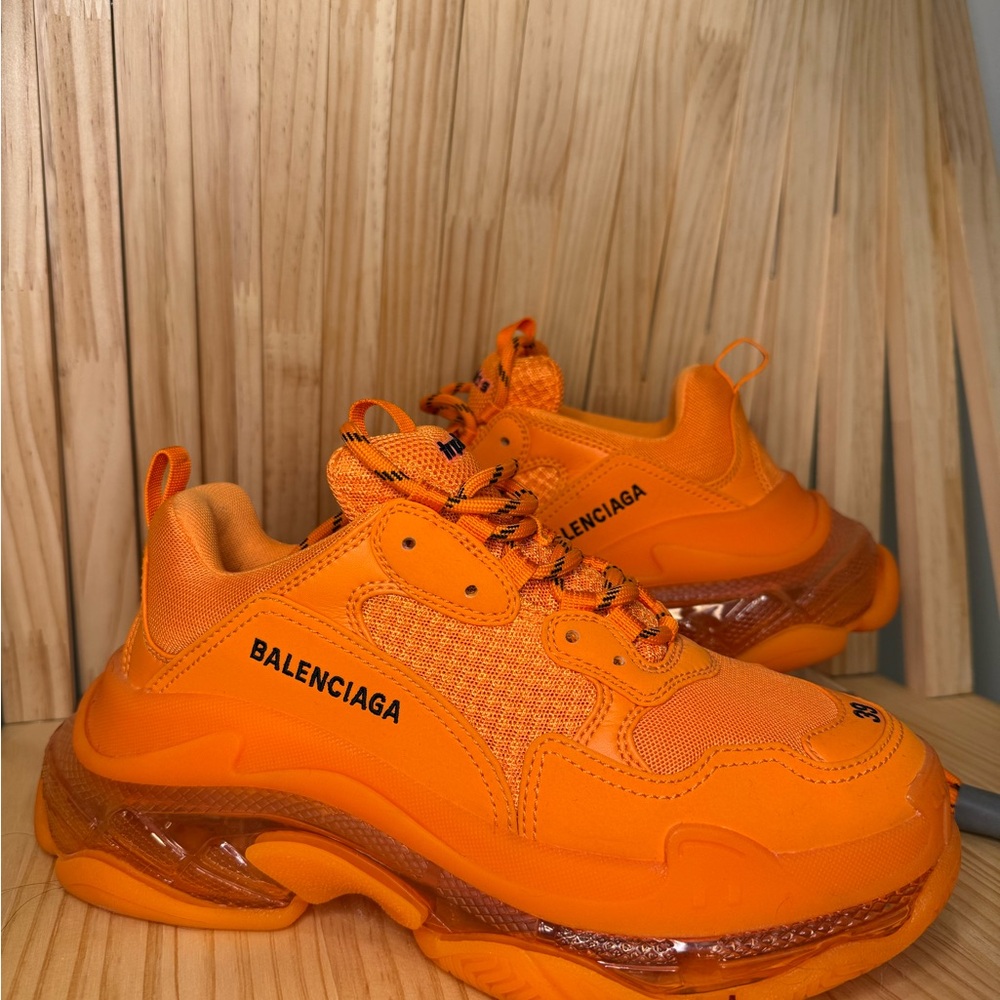 Balenciaga Bright Orange Triple S Trainers